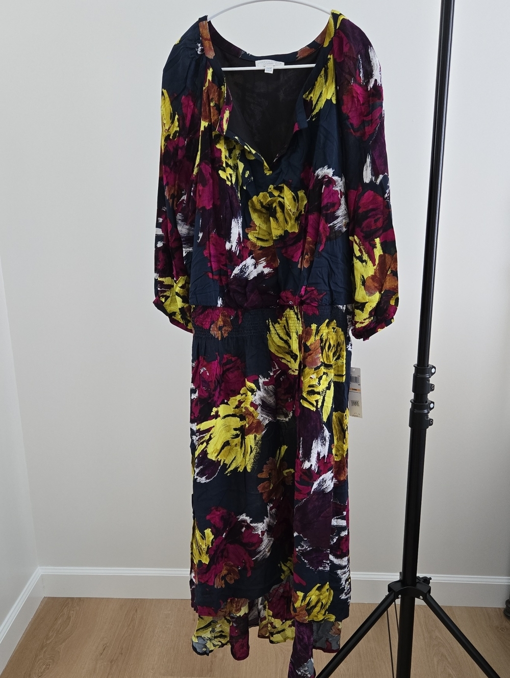 London Times Multi-Colored Floral Dress with Navy Base